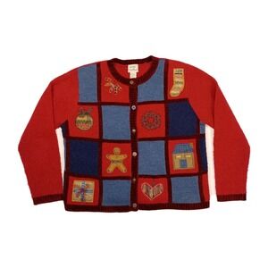 Vintage Koret City Blues Christmas Sweater Women's S Wool Blend Eclectic Grandma